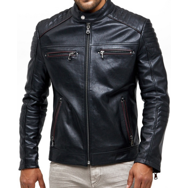 Jacobs Black Sheepksin Slimfit Leather Jacket