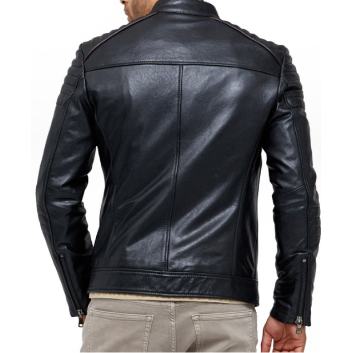 Jacobs Black Sheepksin Slimfit Leather Jacket