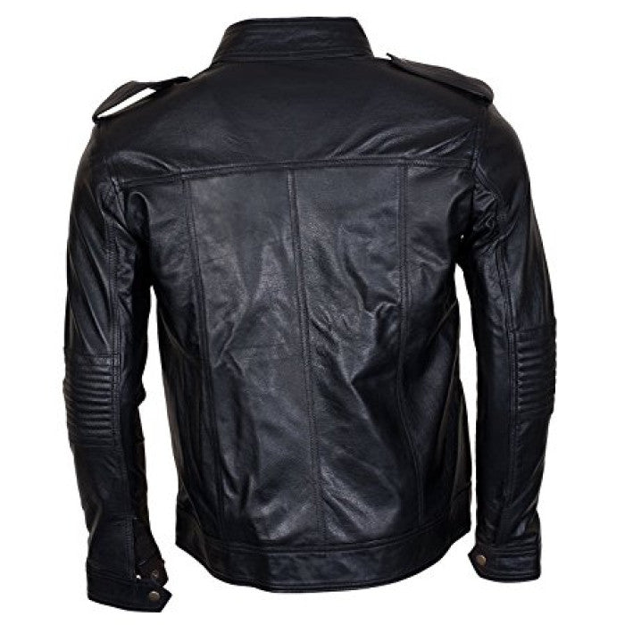 Black Leather AJ Style Wrestler WWE Hoodie Men's Jacket