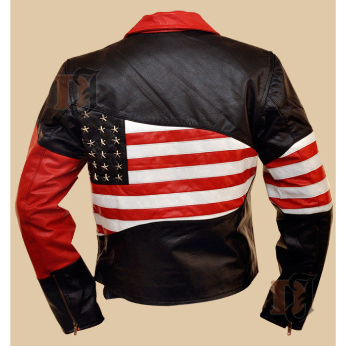 America Flag Stylish Leather Jacket for Men