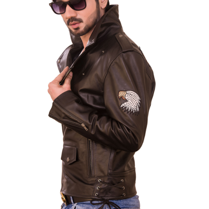 American Lafferty Black Biker Men’s Leather Jacket