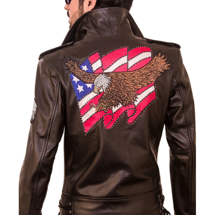 American Lafferty Black Biker Men’s Leather Jacket
