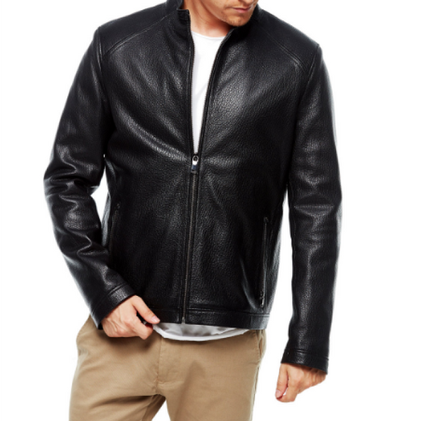 Armond Black Jumbo Leather Jacket For Men