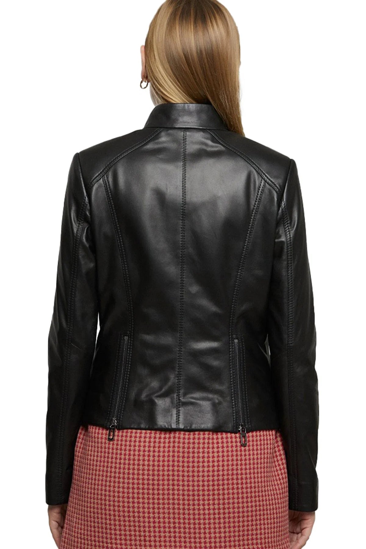 Margaret Black Biker Leather Jacket For Women