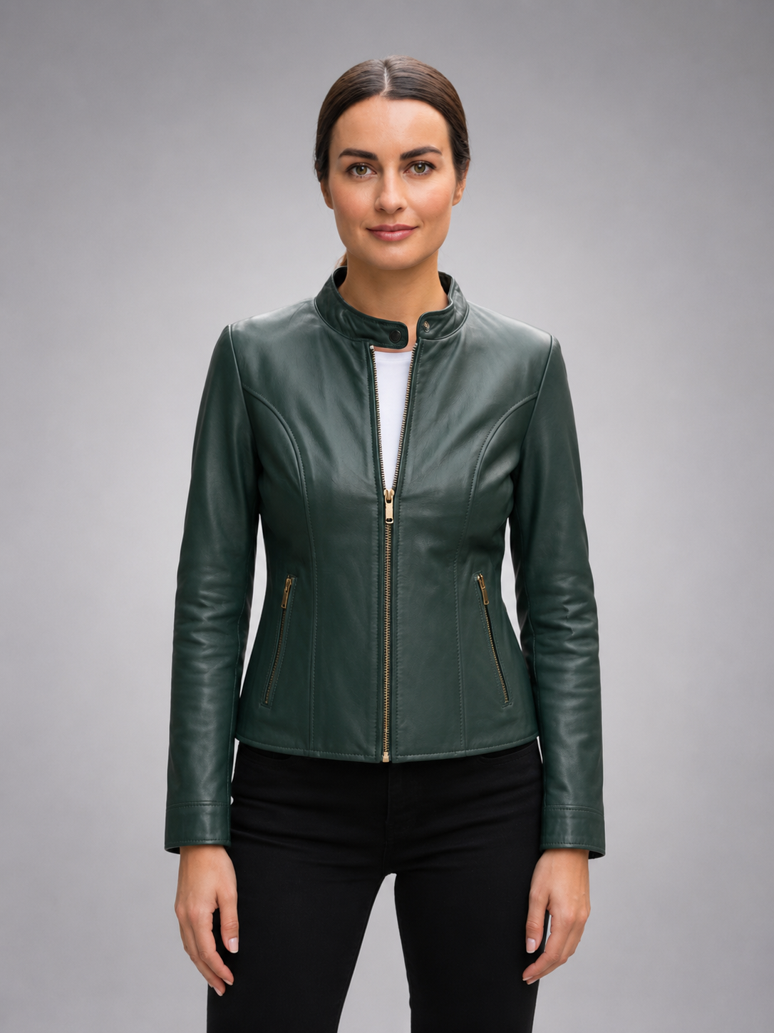 Addison Green Leather Jacket For Women