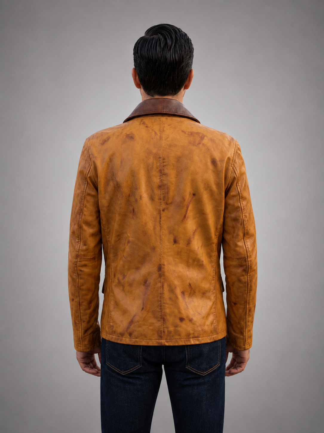 Adrien Tan Brown Waxed Sheepskin Leather Jacket