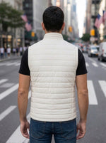 Alexander White Puffer Leather Vest For Men