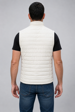Alexander White Puffer Leather Vest For Men