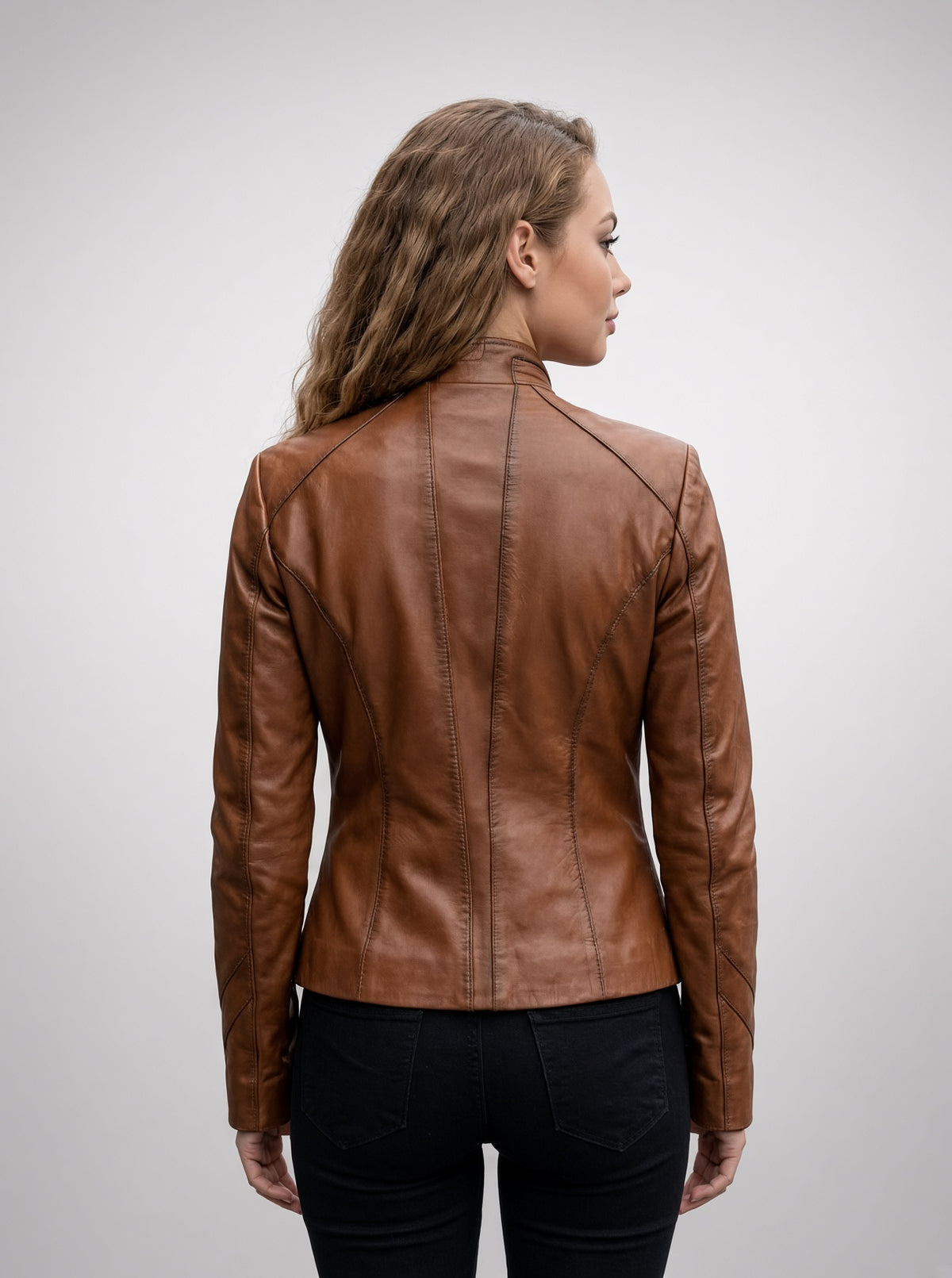 Alexis Brown Waxed Leather Jacket For Women