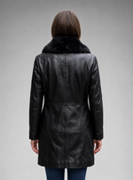 Alice Black Leather Coat for Women