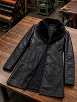Alice Black Leather Coat for Women