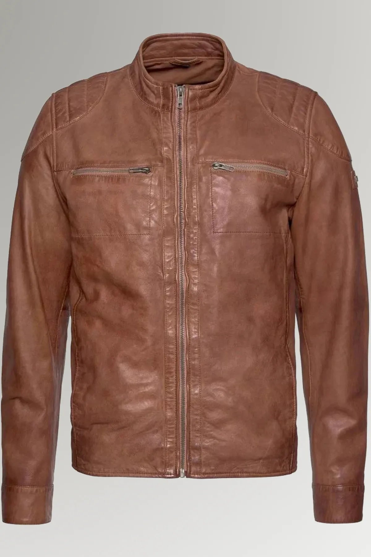 Dean Brown Slim Fit Leather Jacket For Men