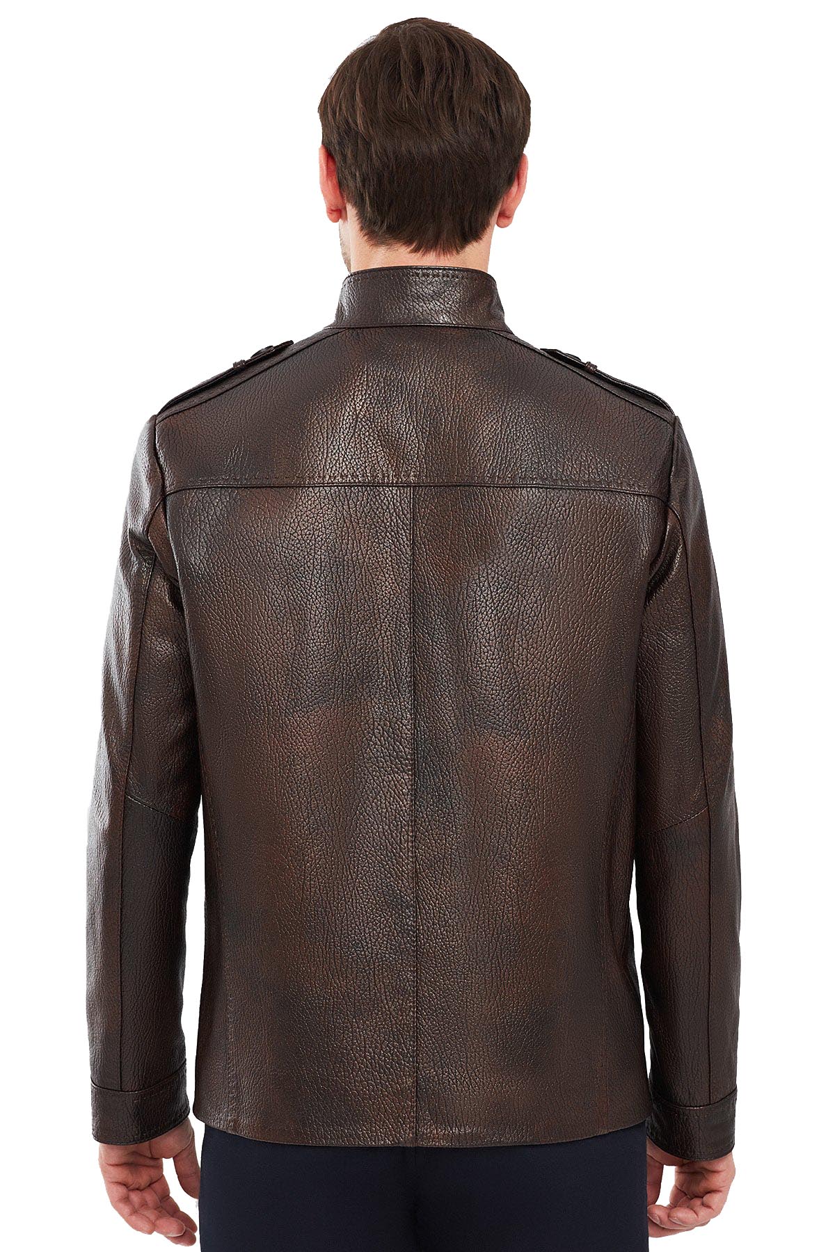 Roman Brown Leather Jacket For Men