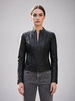 Amelia Black Leather Jacket For Women