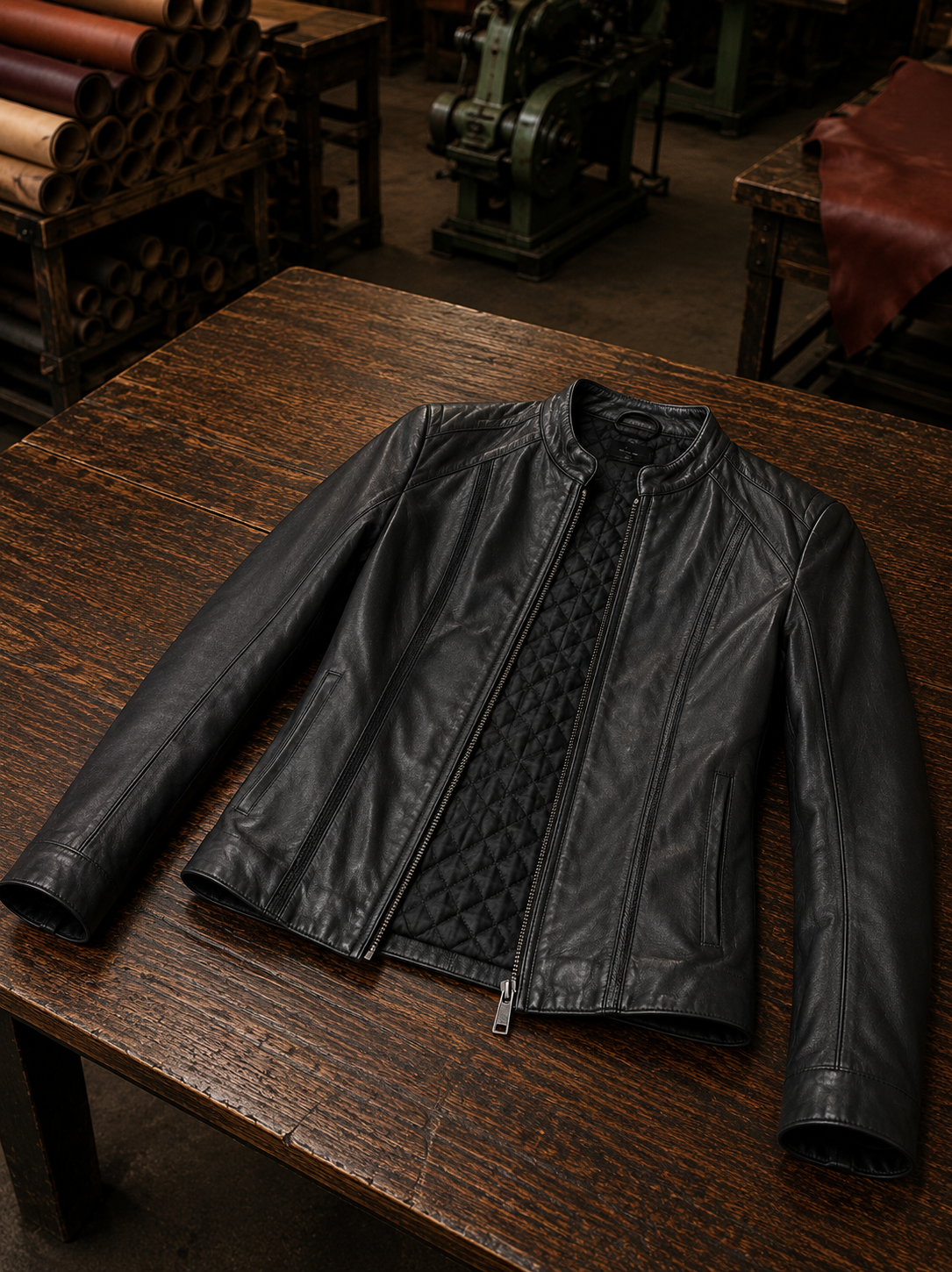 Amelia Black Leather Jacket For Women