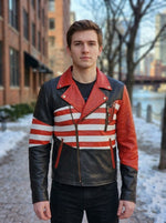 America Flag Stylish Leather Jacket for Men