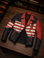 America Flag Stylish Leather Jacket for Men