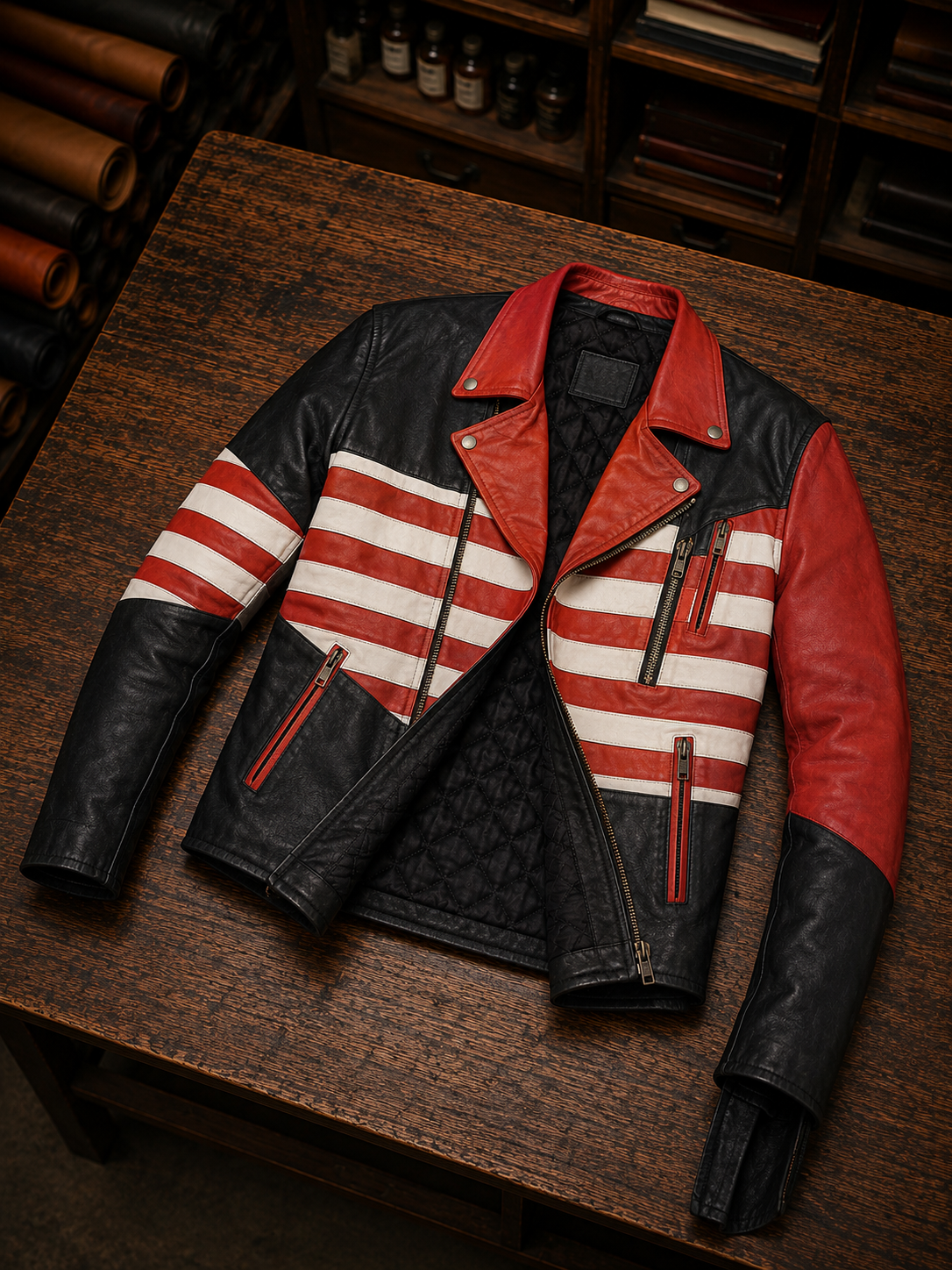 America Flag Stylish Leather Jacket for Men
