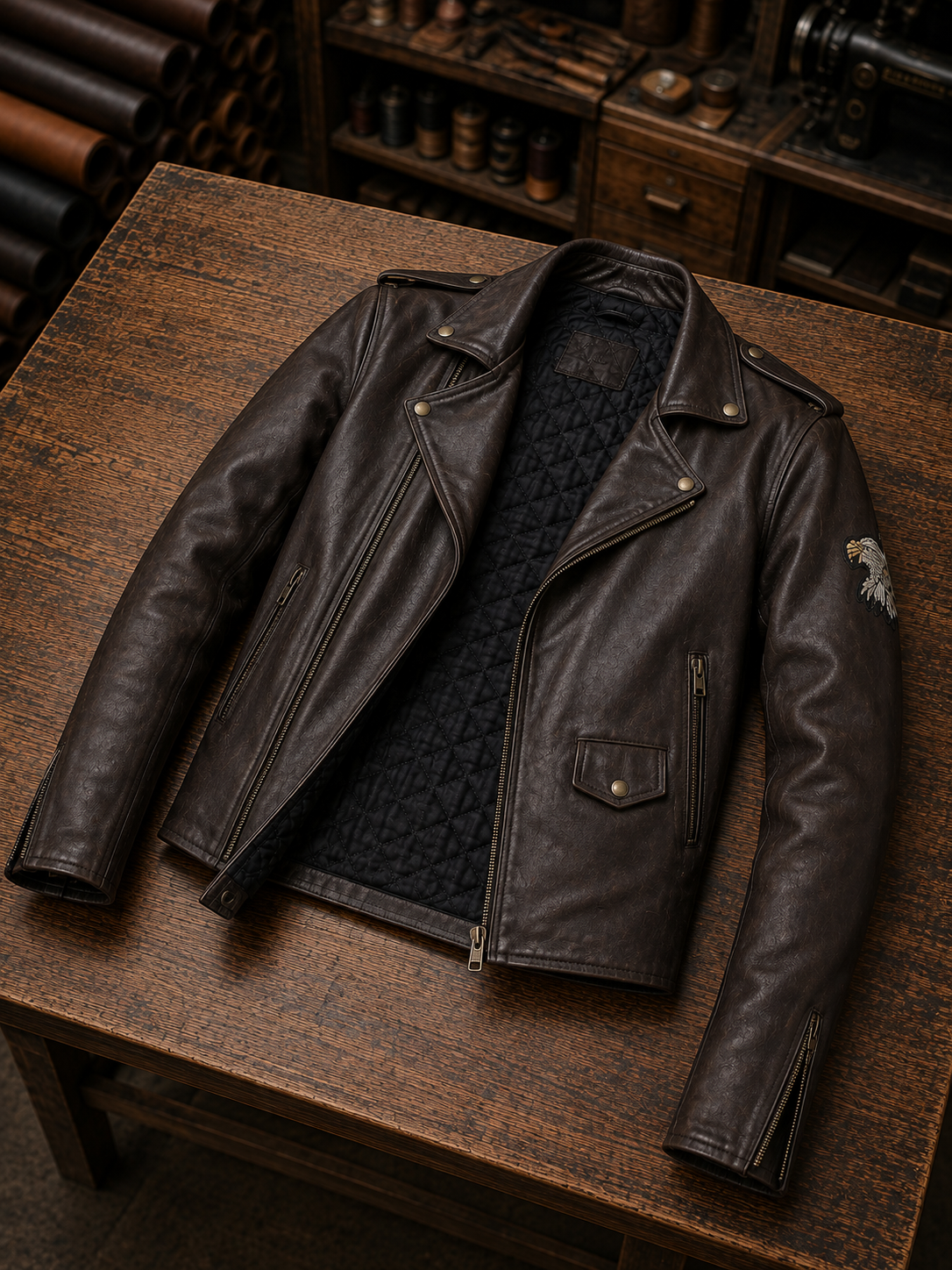 American Lafferty Black Biker Men’s Leather Jacket