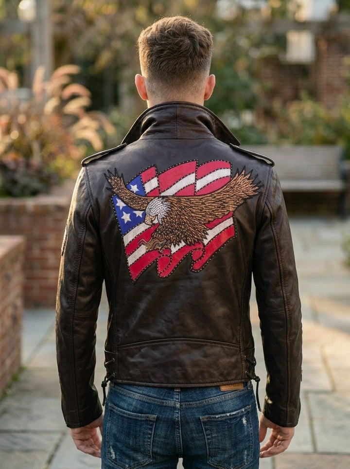 American Lafferty Black Biker Men’s Leather Jacket