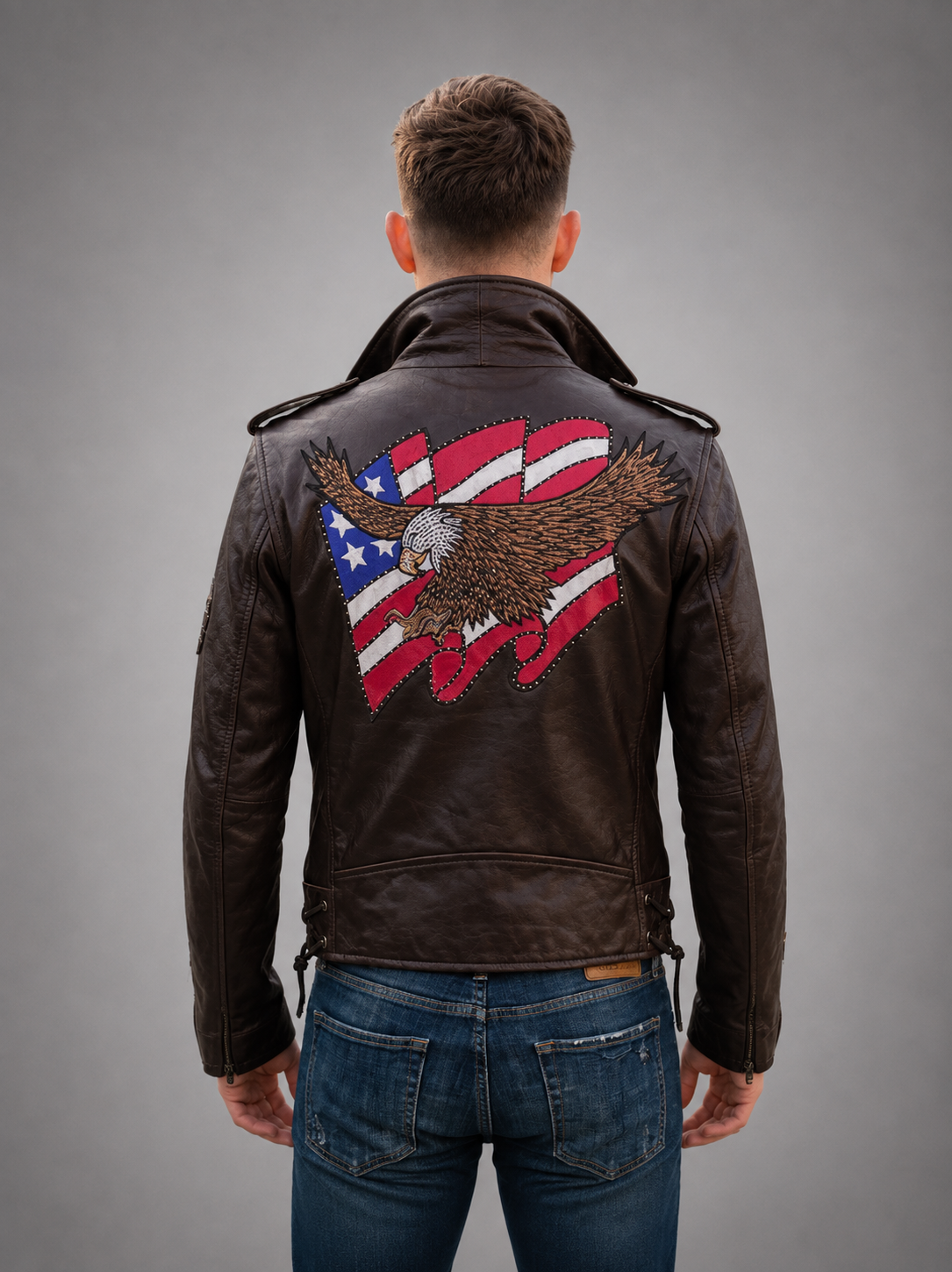 American Lafferty Black Biker Men’s Leather Jacket