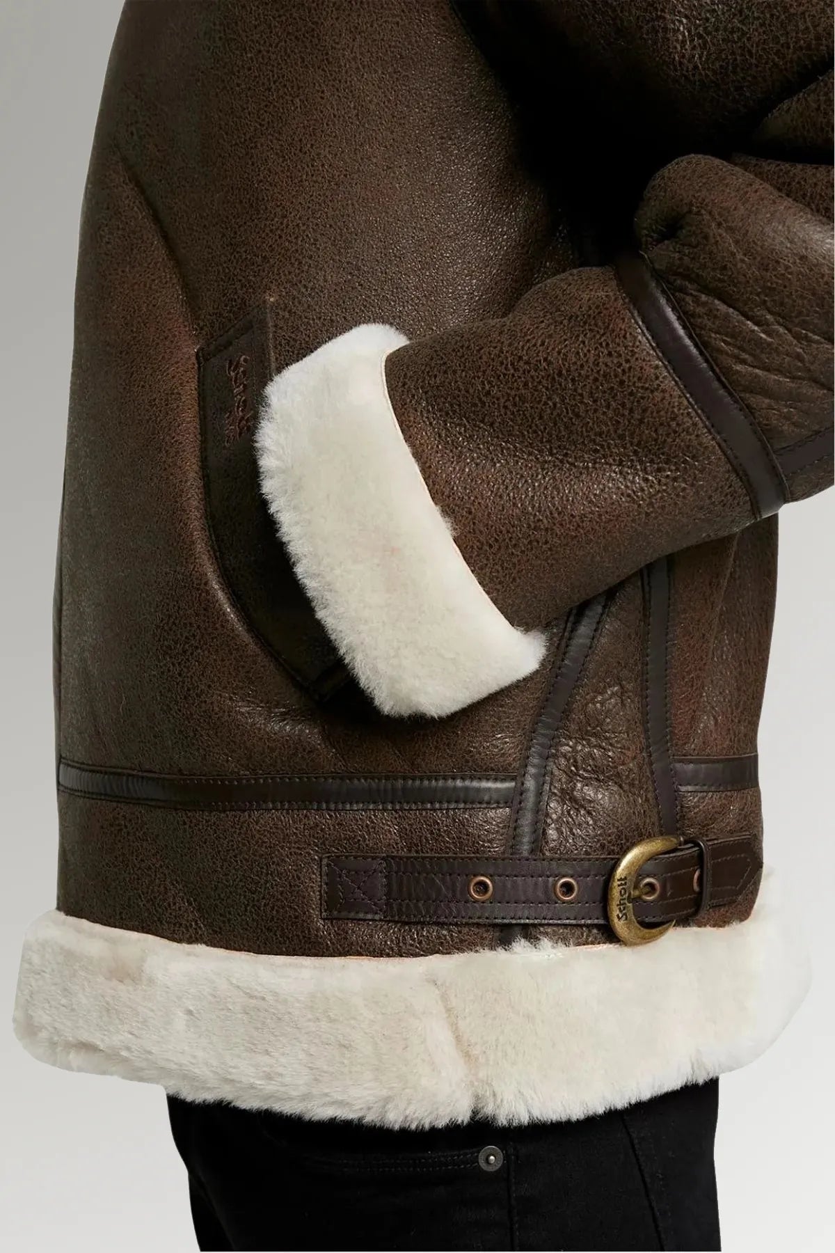 Marcus Brown Fur Shearling Leather Jacket For Men With Fur Hood