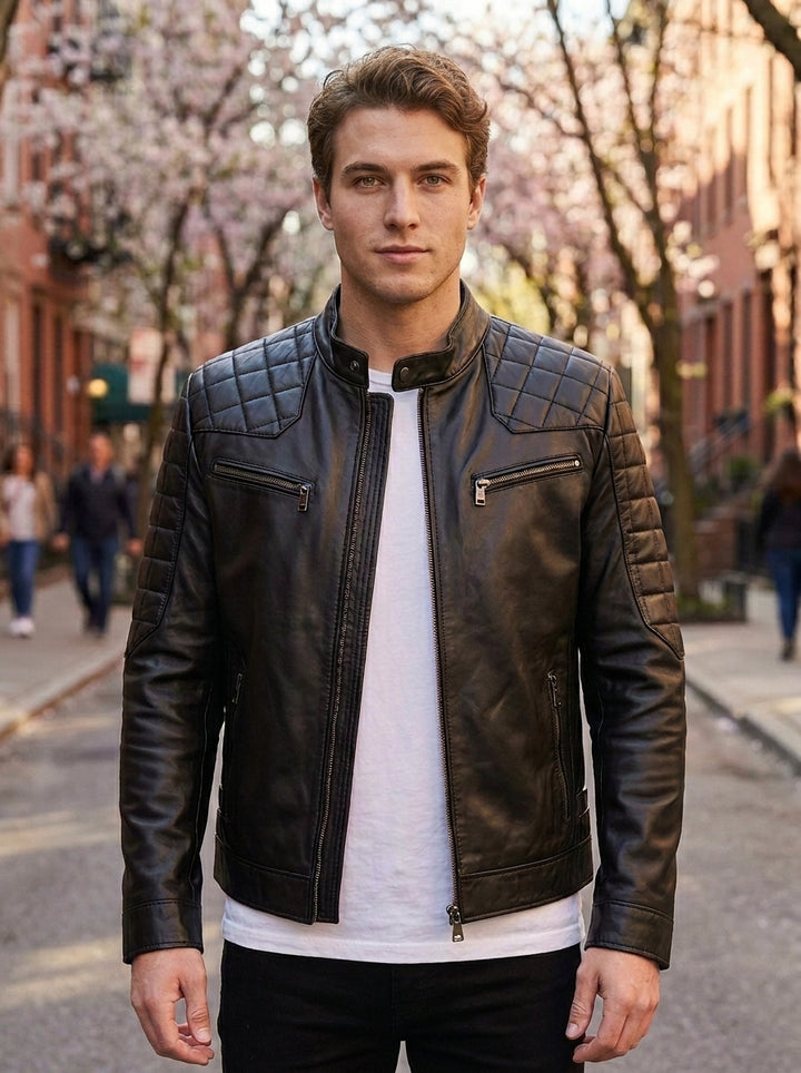 Antoni Black Leather Jacket For Men