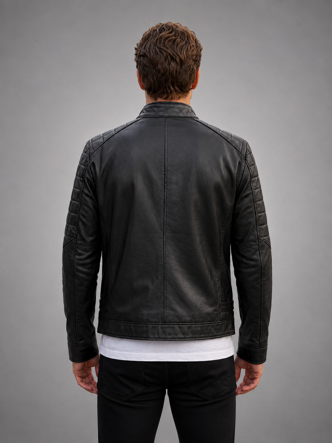 Antoni Black Leather Jacket For Men