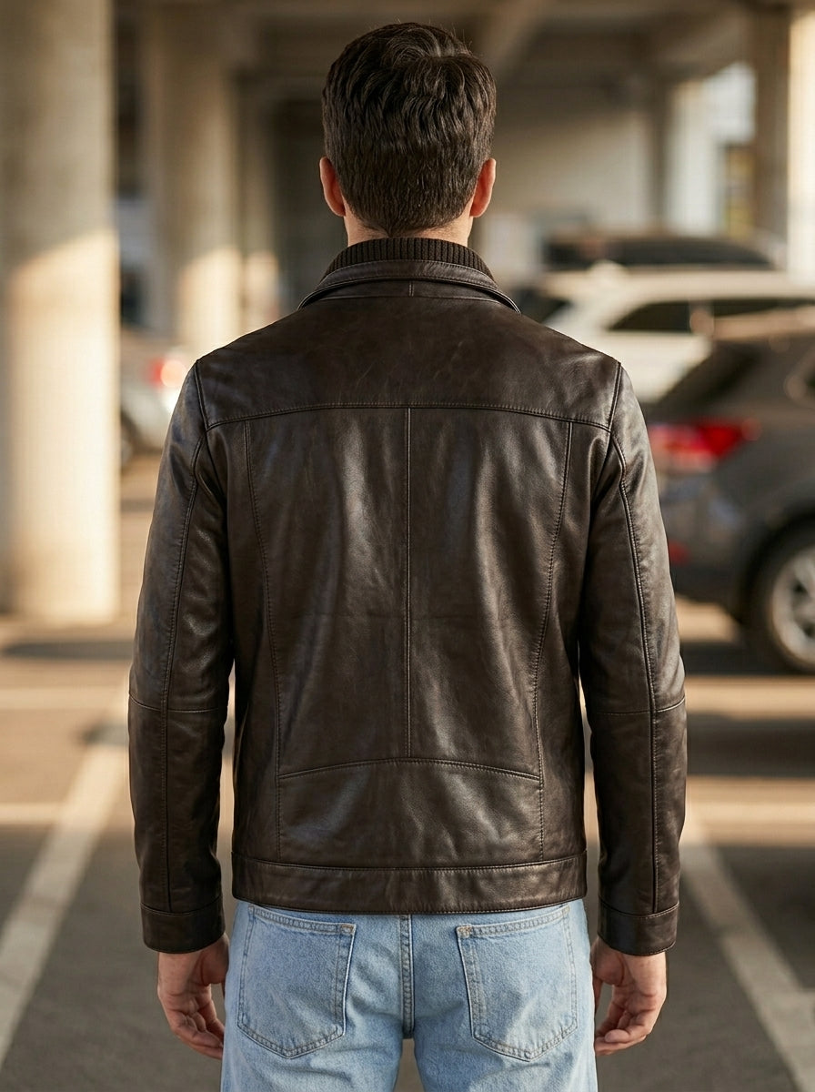 Antonio Brown Fur Collar Leather Jacket For Men