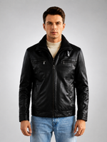 Antonio Brown Fur Collar Leather Jacket For Men