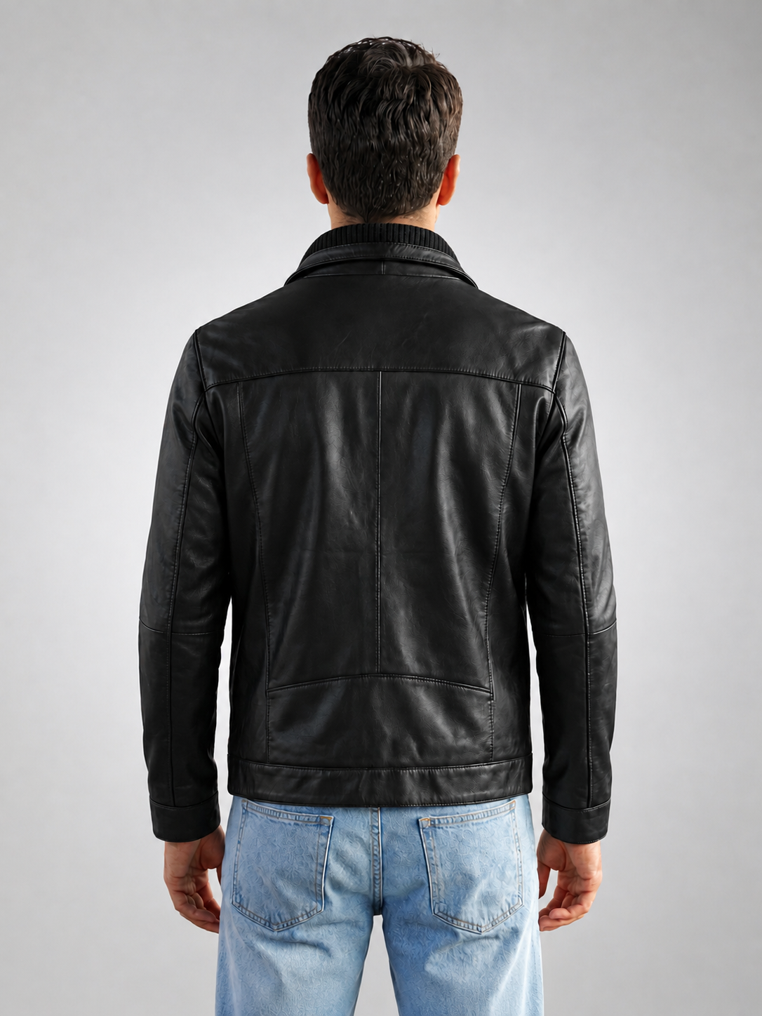 Antonio Brown Fur Collar Leather Jacket For Men