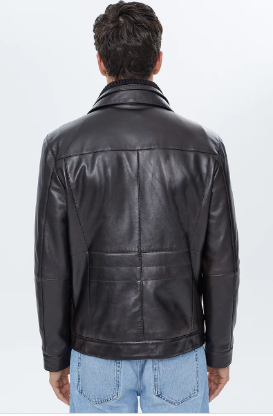 Antonio Brown Fur Collar Leather Jacket For Men