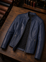 Aqua Blue Slim Fit Leather Jacket For Women