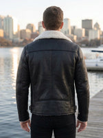 Arctic Noir Shearling Leather Jacket – Timeless Winter Style