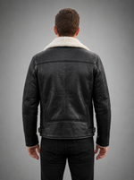 Arctic Noir Shearling Leather Jacket – Timeless Winter Style