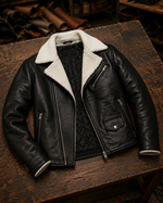 Arctic Noir Shearling Leather Jacket – Timeless Winter Style
