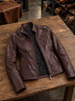 Aria Brown Slim Fit Leather Jacket For Women