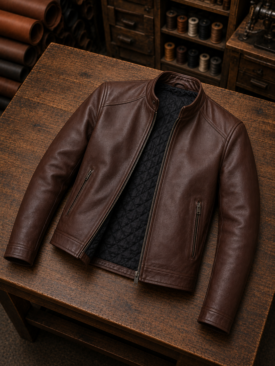 Armond Whiskey Jumbo Leather Jacket For Men