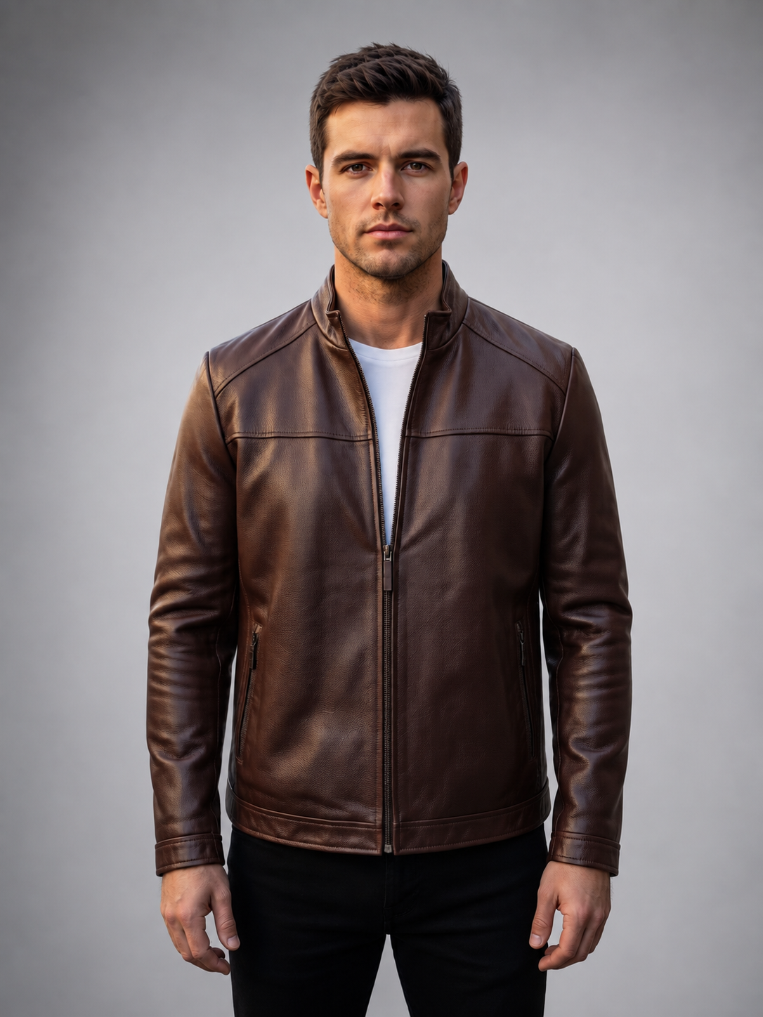 Armond Whiskey Jumbo Leather Jacket For Men