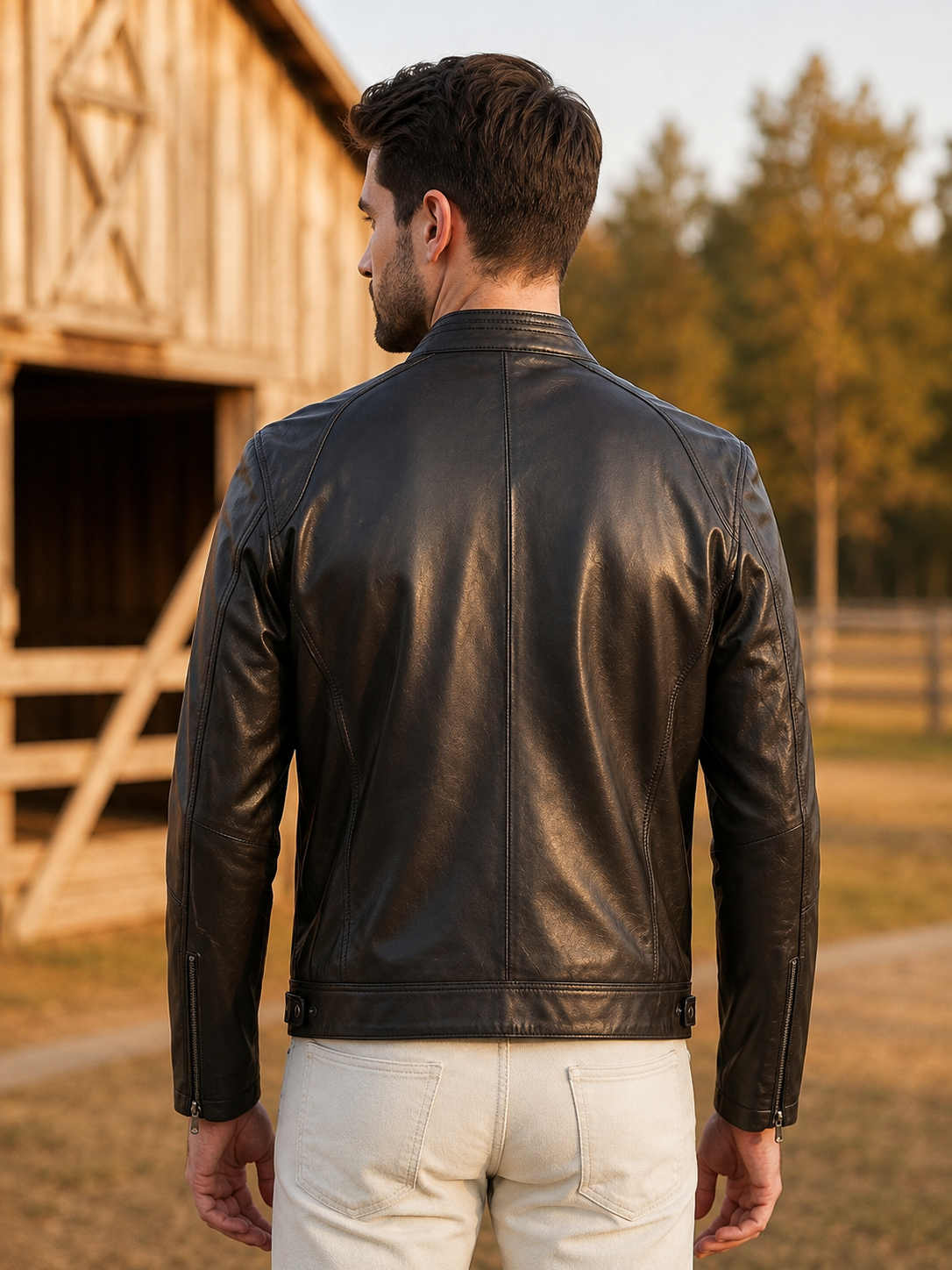 Austin Black Leather Jacket For Men