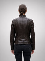 Autumn Black Biker Leather Jacket For Women
