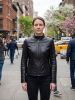 Autumn Black Biker Leather Jacket For Women