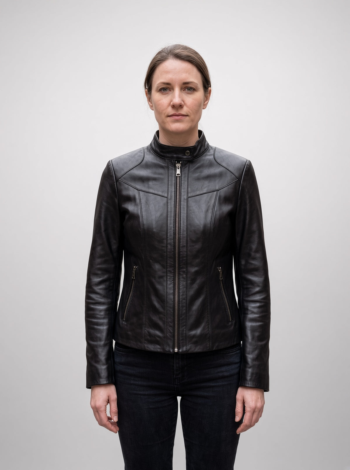 Autumn Black Biker Leather Jacket For Women