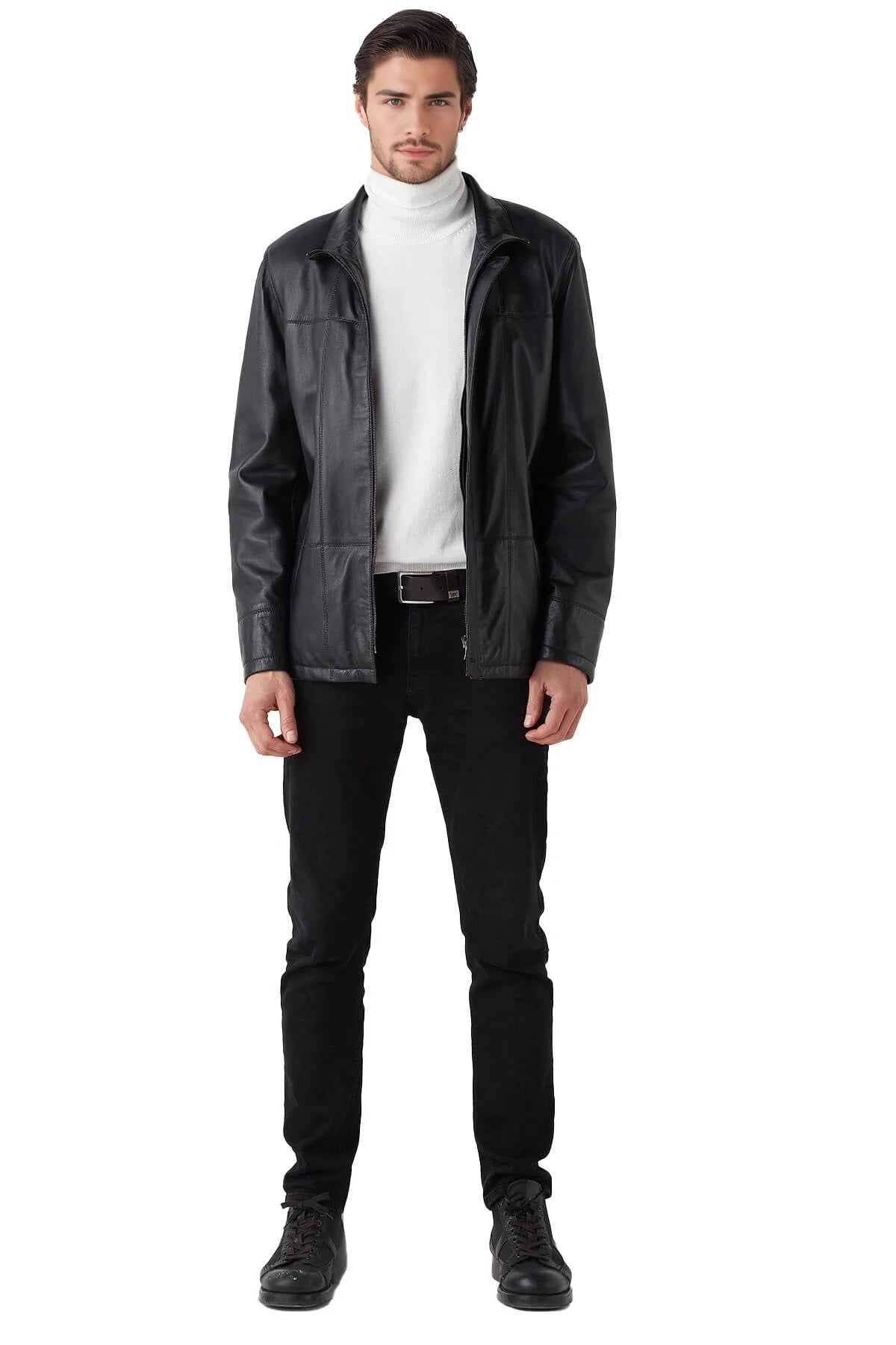 Chase Black Leather Jacket For Men