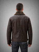 B3 Bomber Brown Real Shearling Leather Jacket for Men