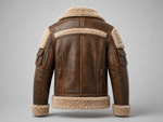 B3 Brown SheepSkin Fur Shearling Leather Jacket For Men