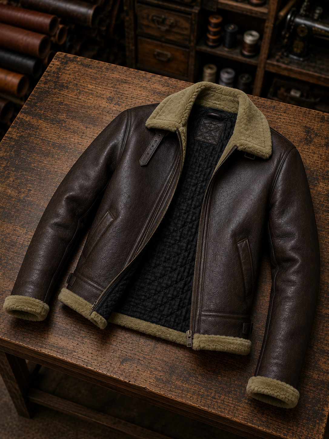 B3 Ginger Distressed Leather Jacket For Mens
