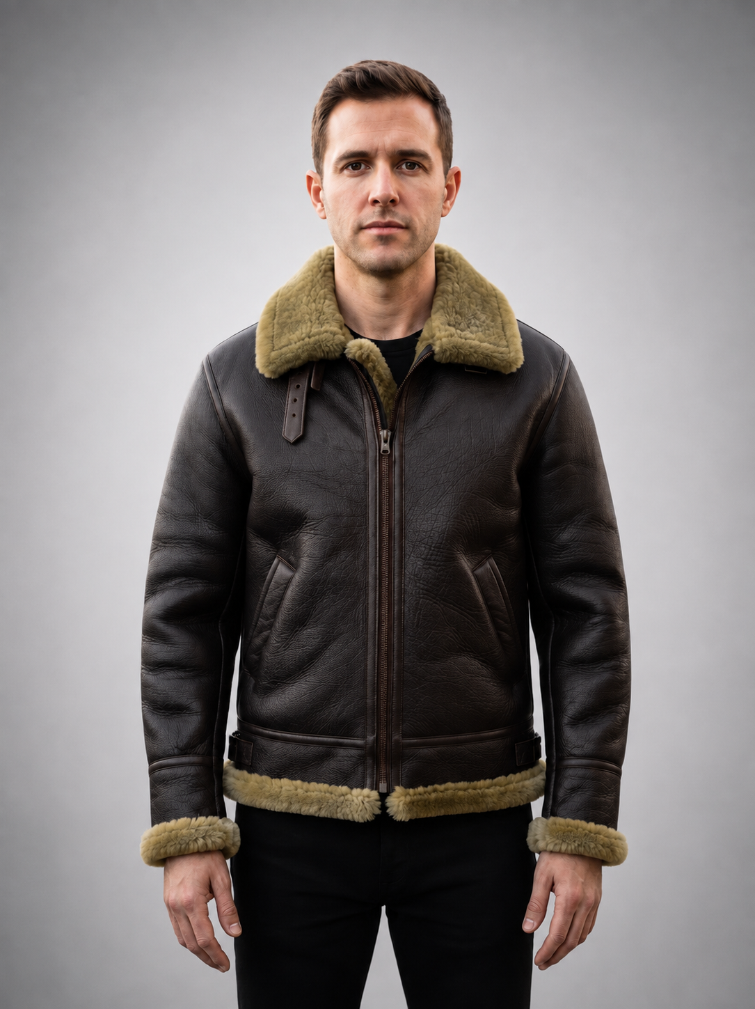 B3 Ginger Distressed Leather Jacket For Mens