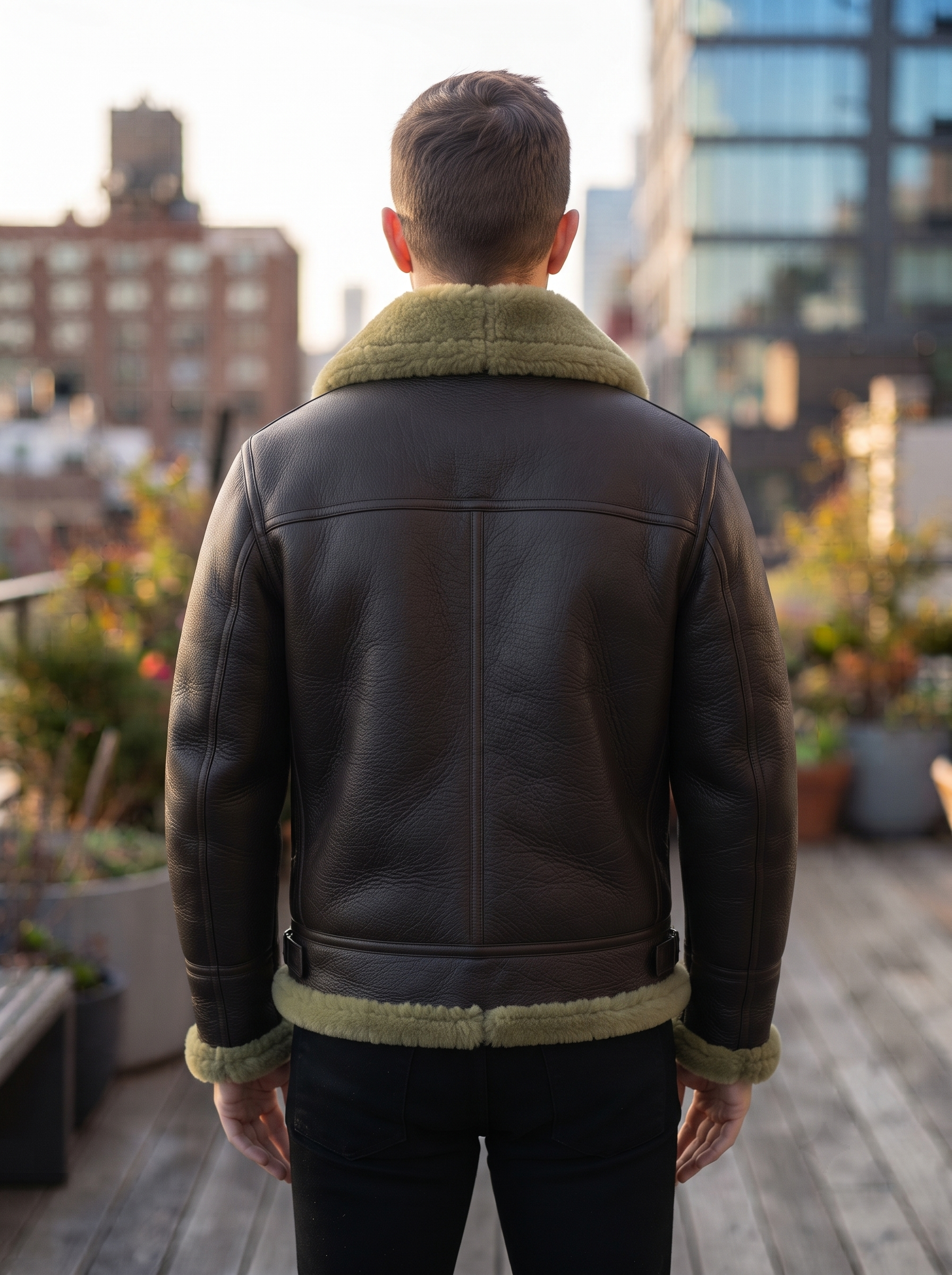B3 Ginger Distressed Leather Jacket For Mens