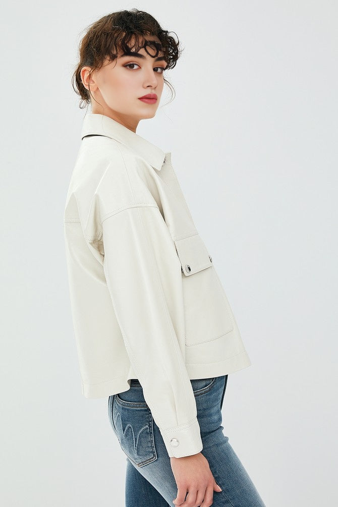 Chaser Box White Women Leather Jacket